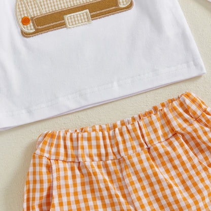 Pumpkin Embroidery Toddler Boy Halloween Sweatshirt & Pants Set