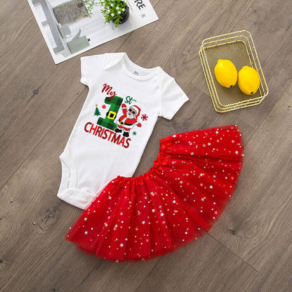 Baby Girls' Christmas Cake Smash Tutu Dress and Bodysuit Set