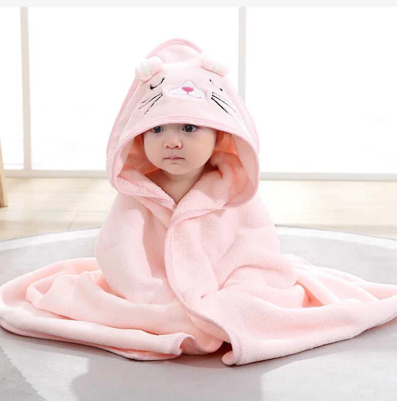 Weiche Baby-Badetuchdecke mit Kapuze und Cartoon-Tiermotiv