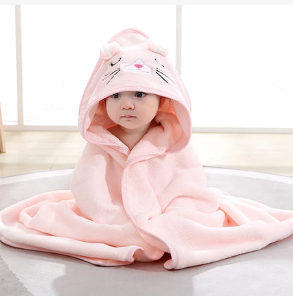 Weiche Baby-Badetuchdecke mit Kapuze und Cartoon-Tiermotiv
