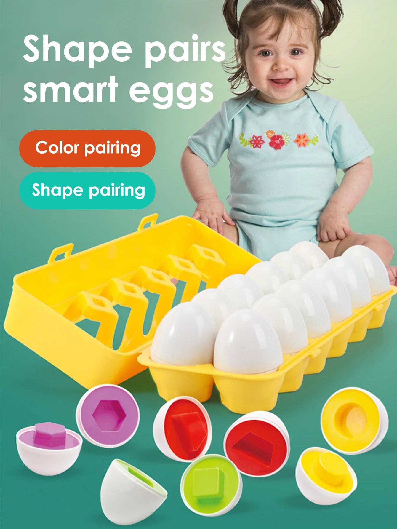 Montessori Color and Shape Matching Smart Eggs for Toddlers