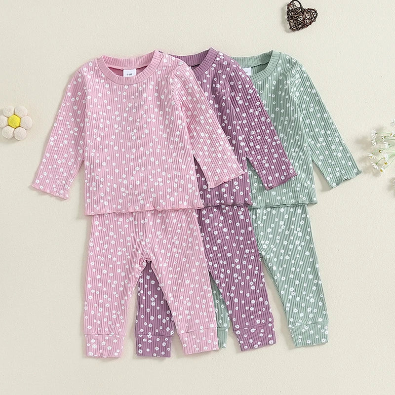 Toddler Girl Floral Print Long Sleeve Top & Pants Set