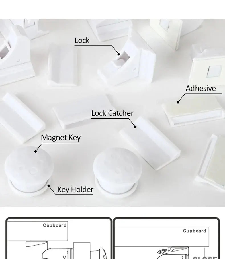 Invisible Magnetic Child Safety Locks for Cabinets and Drawers