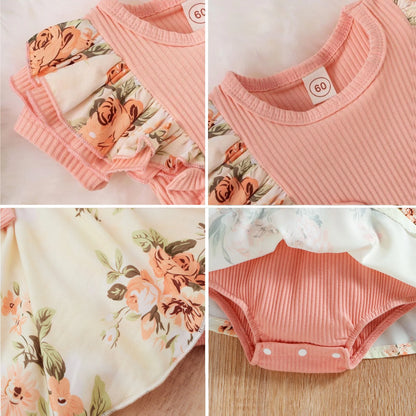 Cotton Striped Baby Girl Dress with Bowknot Headband