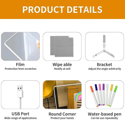 LED Light-Up Blackboard Drawing Board for Kids