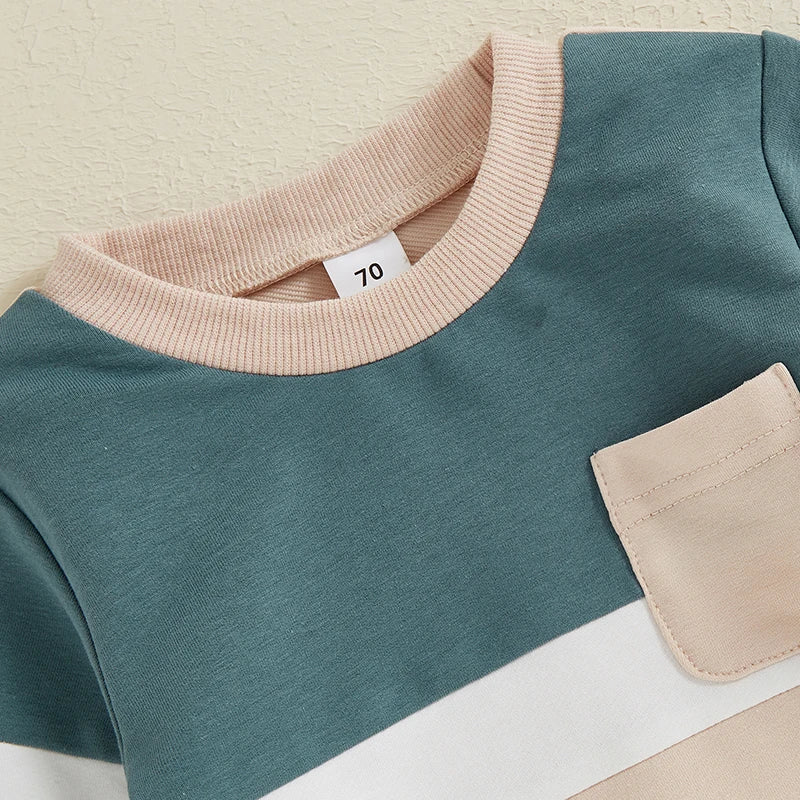 Toddler Contrast Color Long Sleeve Sweatshirt and Pants Set