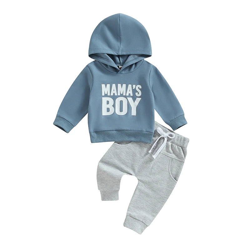 Toddler Boys Hoodie and Pants Set, Letter Print Fall Outfit
