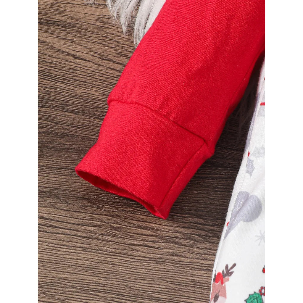 Santa Print Baby Boy Christmas Romper and Hat Set 0-2 Years