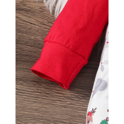 Santa Print Baby Boy Christmas Romper and Hat Set 0-2 Years