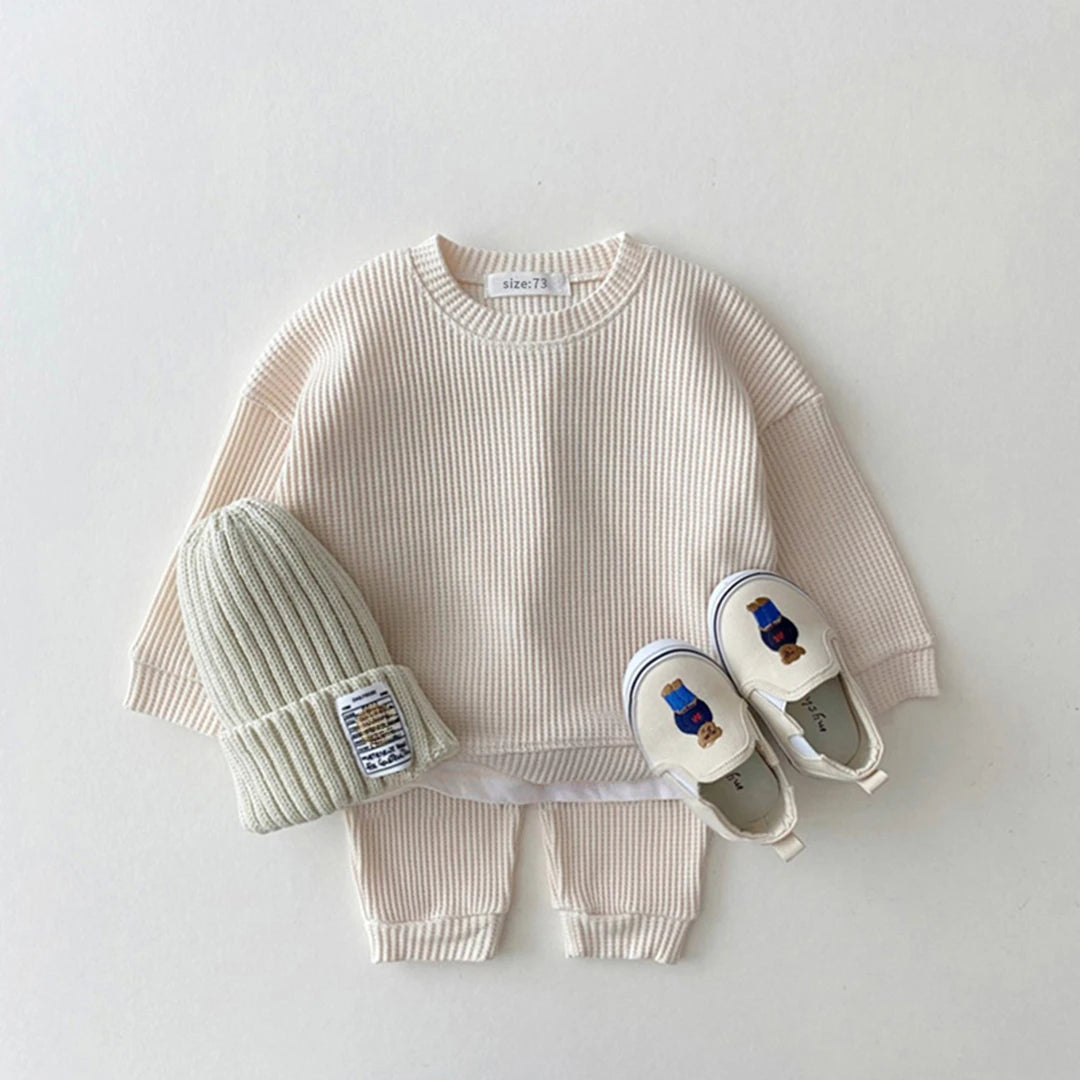 Toddler Boys' Waffle Cotton Sweatshirt and Pants Set