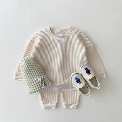 Toddler Boys' Waffle Cotton Sweatshirt and Pants Set