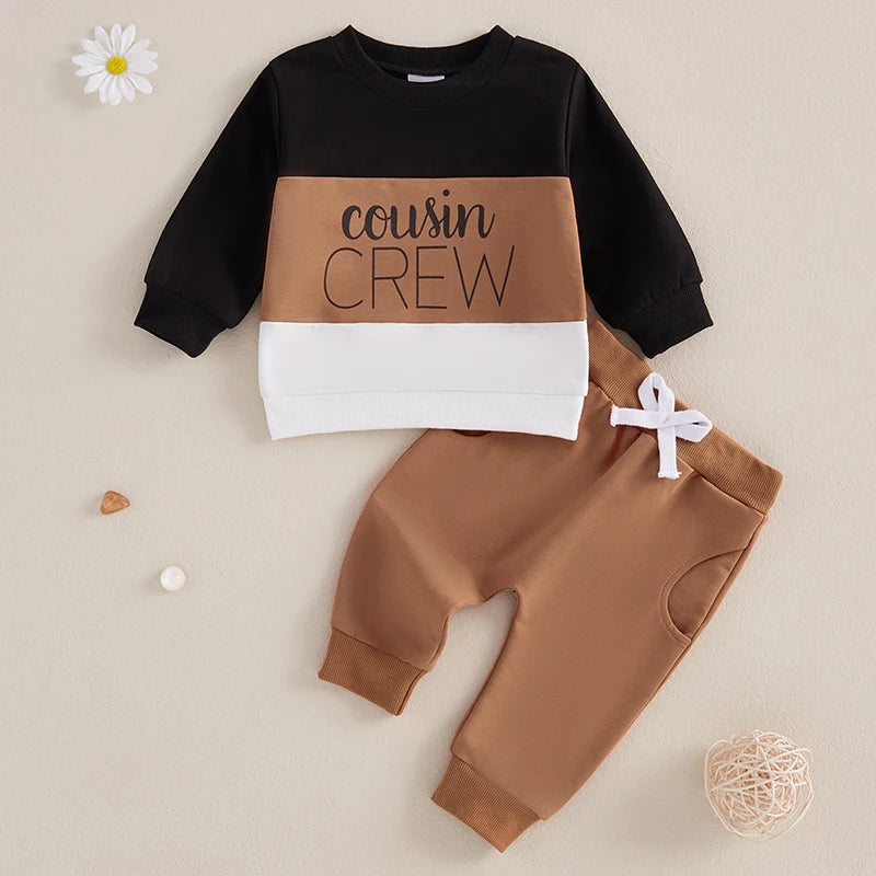 Baby Boys Contrast Color Sweatshirt and Sweatpants Set