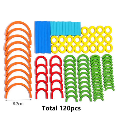 Wooden Sticks and Rings Puzzle for Early Childhood Learning