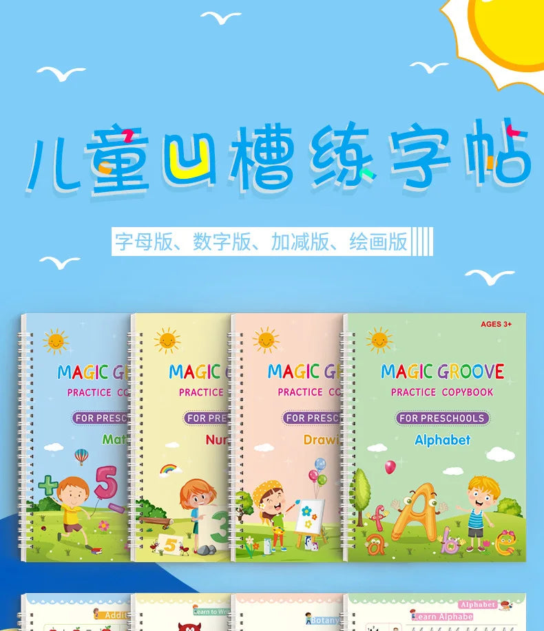 Montessori Reusable Drawing Copybook for Kids' Writing Skills