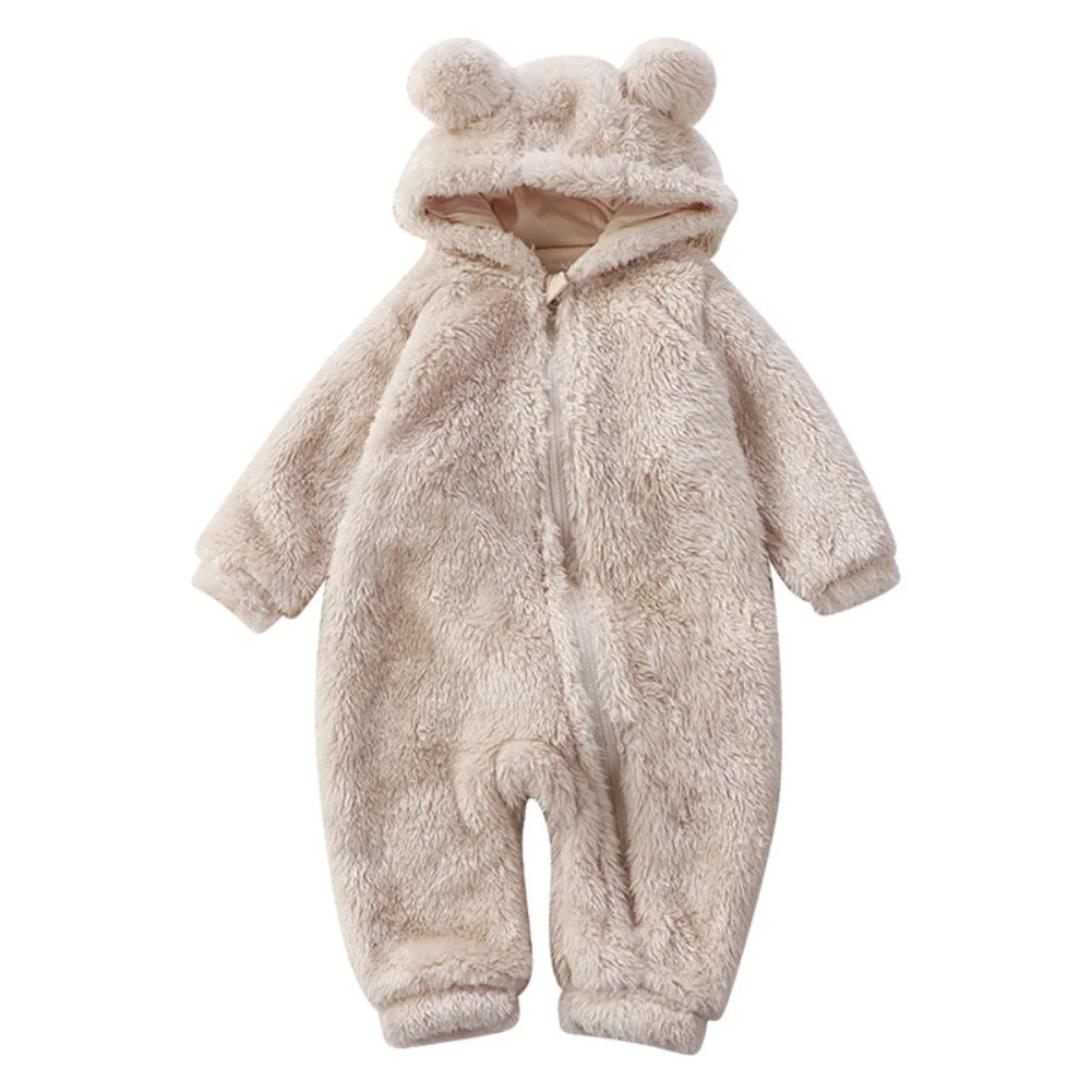 Cute Cartoon Bear Baby Pajamas Zipper Romper for Infants 0-24M