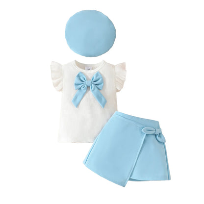Toddler Girls Christmas Outfit Set with Bow Top and Skirt