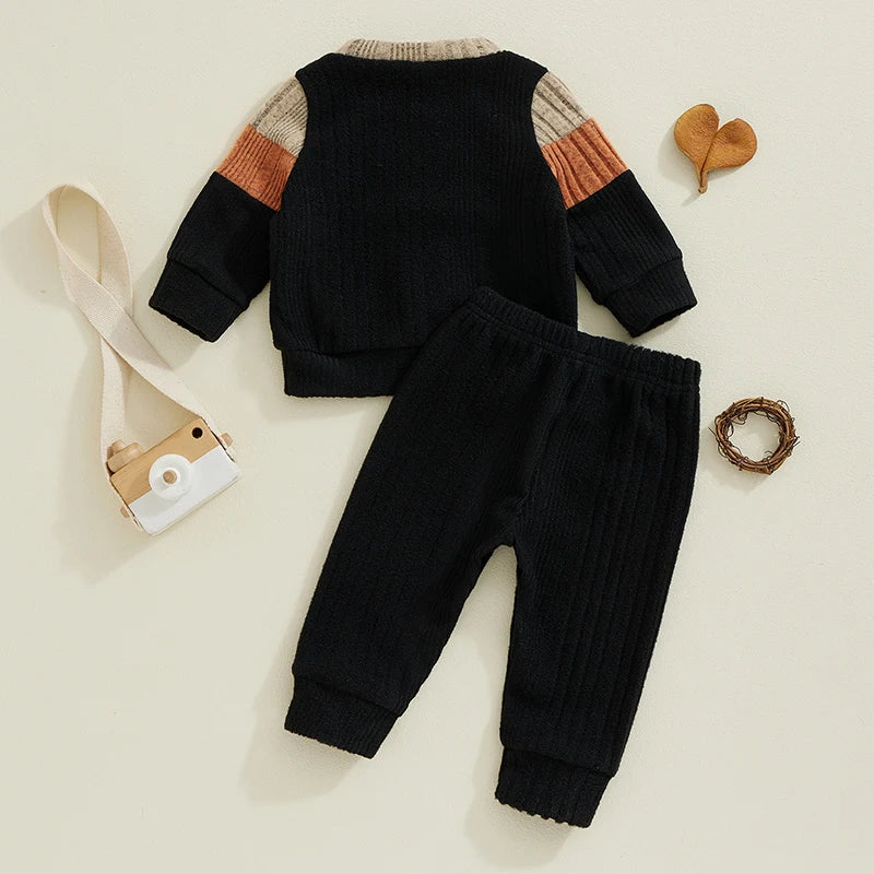 Baby Boy 2-Piece Warm Sweater and Pants Set for Fall