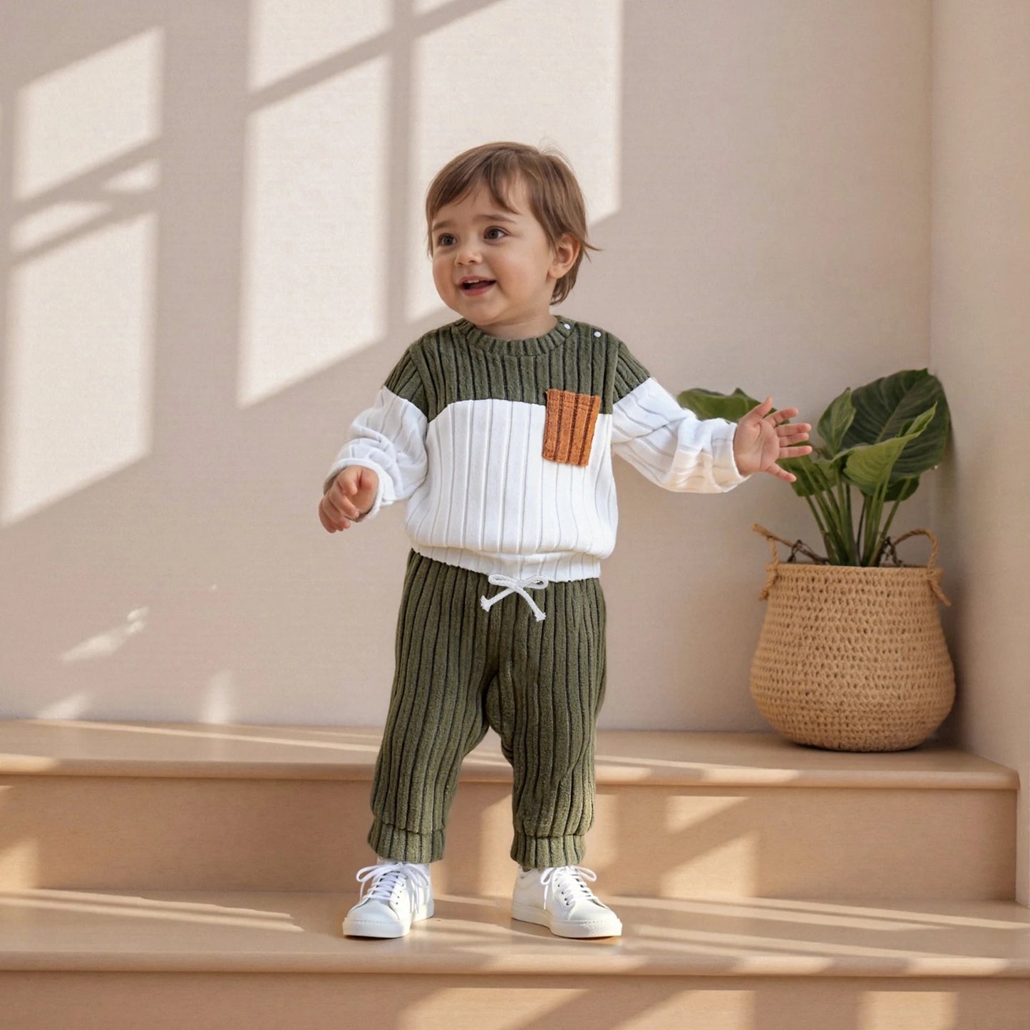 Toddler Boys Plush Pullover and Pants 2-Piece Winter Set