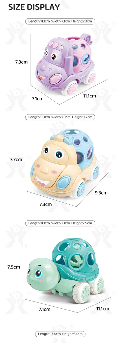 Soft Rubber Push and Go Cars for Infants 6-12 Months