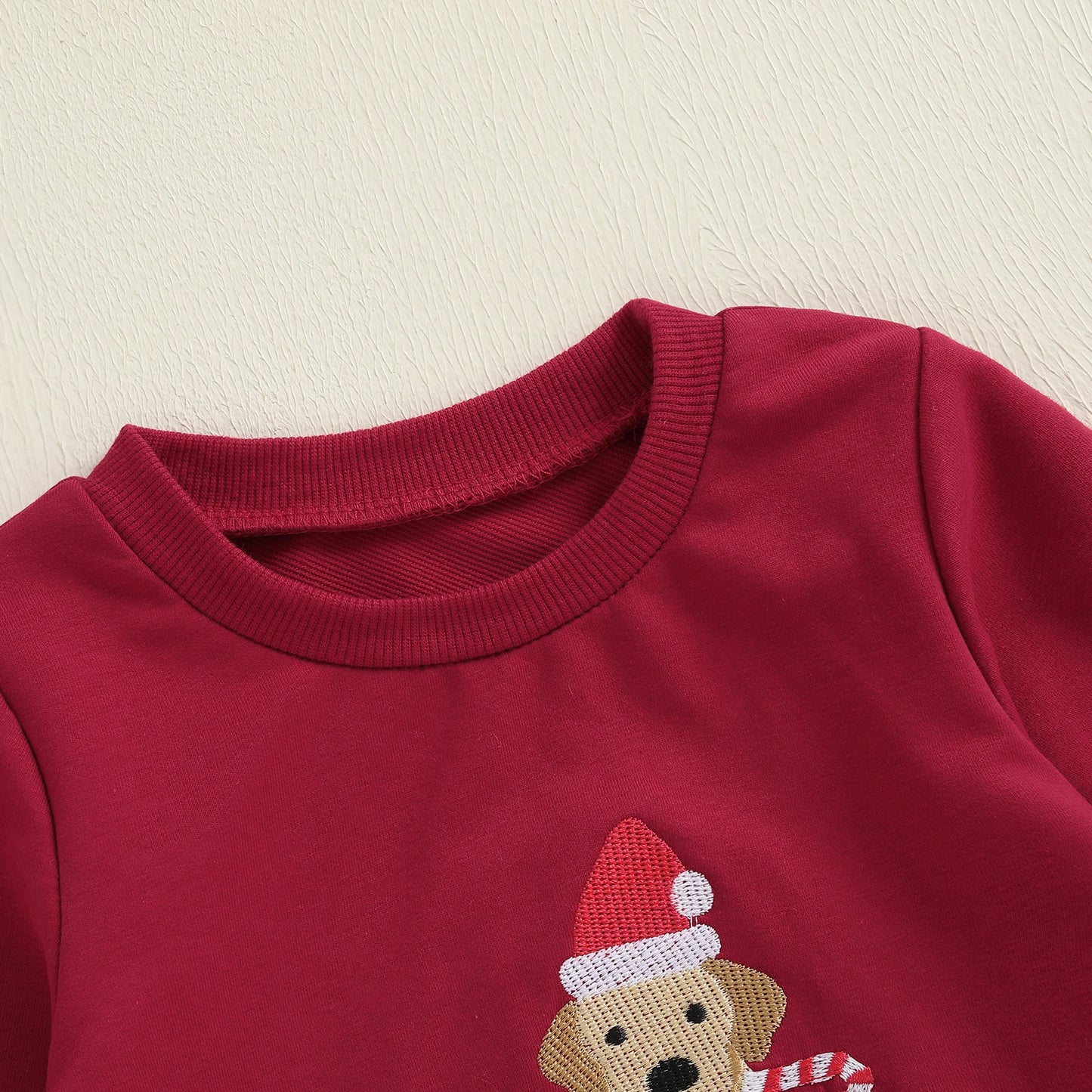 Toddler Boys' Dog Embroidered Sweatshirt & Plaid Pants Set