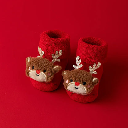 Cotton Baby Socks for Infants - Warm Christmas Slippers 0-3Y