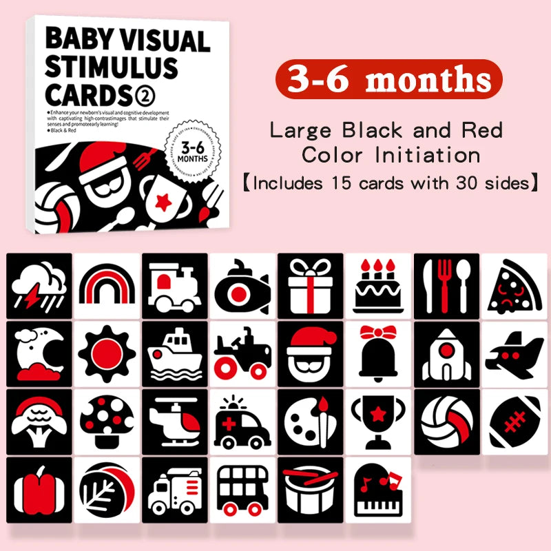 High Contrast Montessori Vision Cards for Babies 0-12 Months