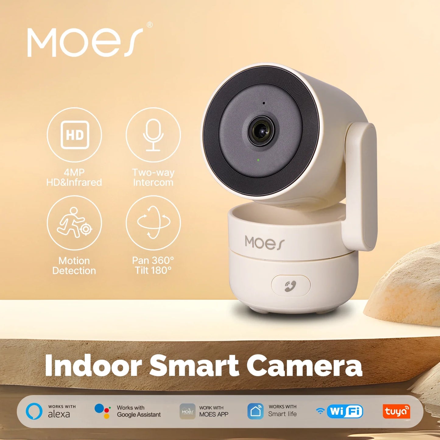 4MP WiFi Indoor Pan/Tilt Security Camera with Night Vision