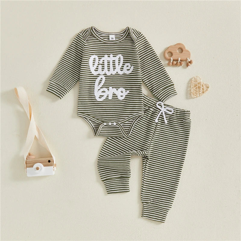 Newborn Baby Boy Striped Romper and Pants Outfit Set