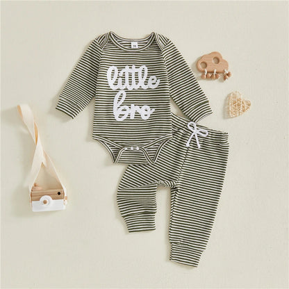 Newborn Baby Boy Striped Romper and Pants Outfit Set