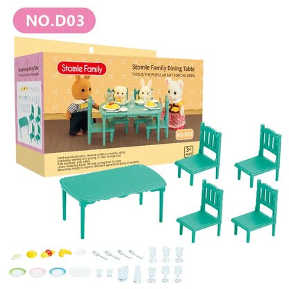 1:12 Miniature Forest Family Kitchen Set for Dollhouses