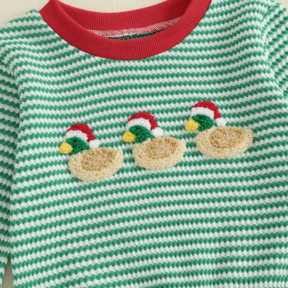 Baby Boy Duck Embroidery Tracksuit Set, Long Sleeve & Pants