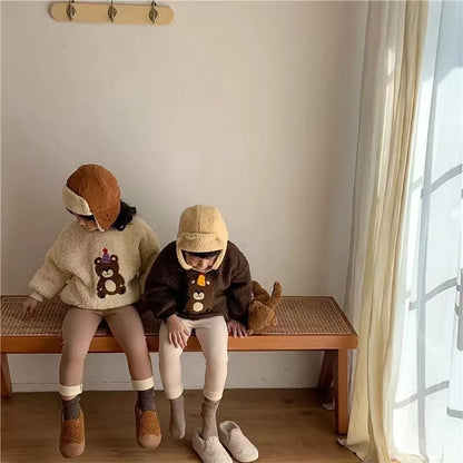 Children's Cartoon Warm Leggings with Feet for Cold Weather