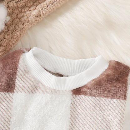 Gray and White Checkered 2-Piece Winter Suit for Baby Boys