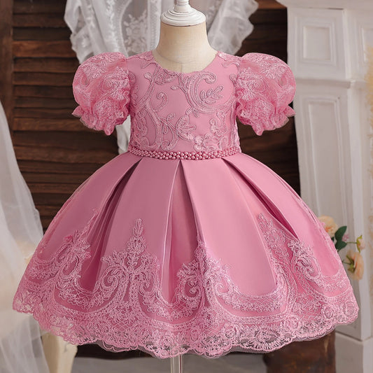 Floral Embroidery Lace Baby Dress for Girls 0-5T