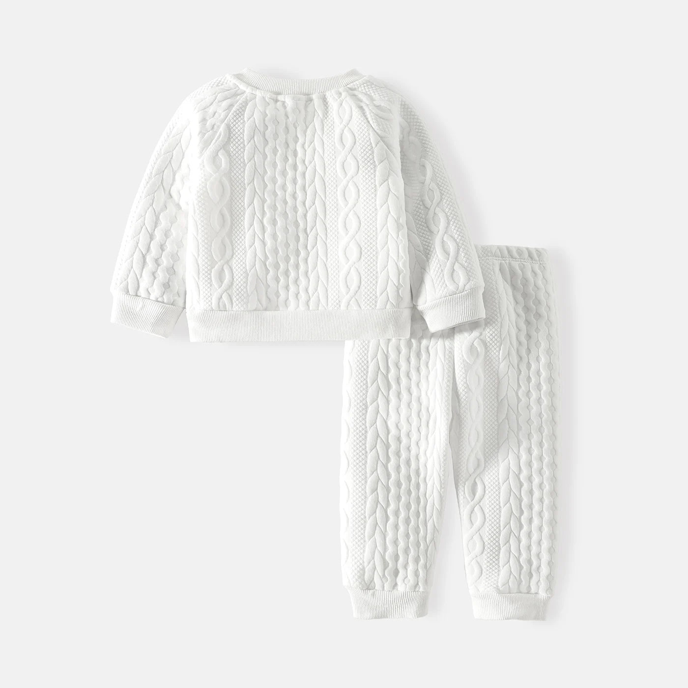 Baby Boy Cable Knit Sweatshirt & Pants Set - Soft & Cozy