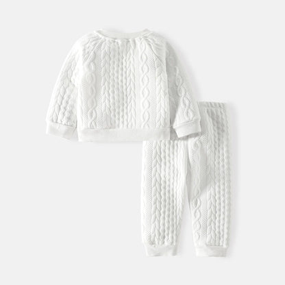 Baby Boy Cable Knit Sweatshirt & Pants Set - Soft & Cozy