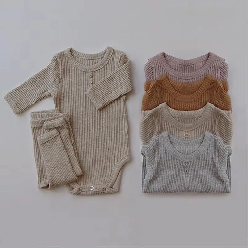 Cotton Long Sleeve Bodysuit and Leggings Set for Newborns