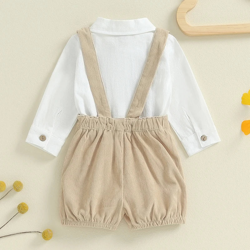 Toddler Boy Bow Tie Suspender Shorts Outfit 3PC Set
