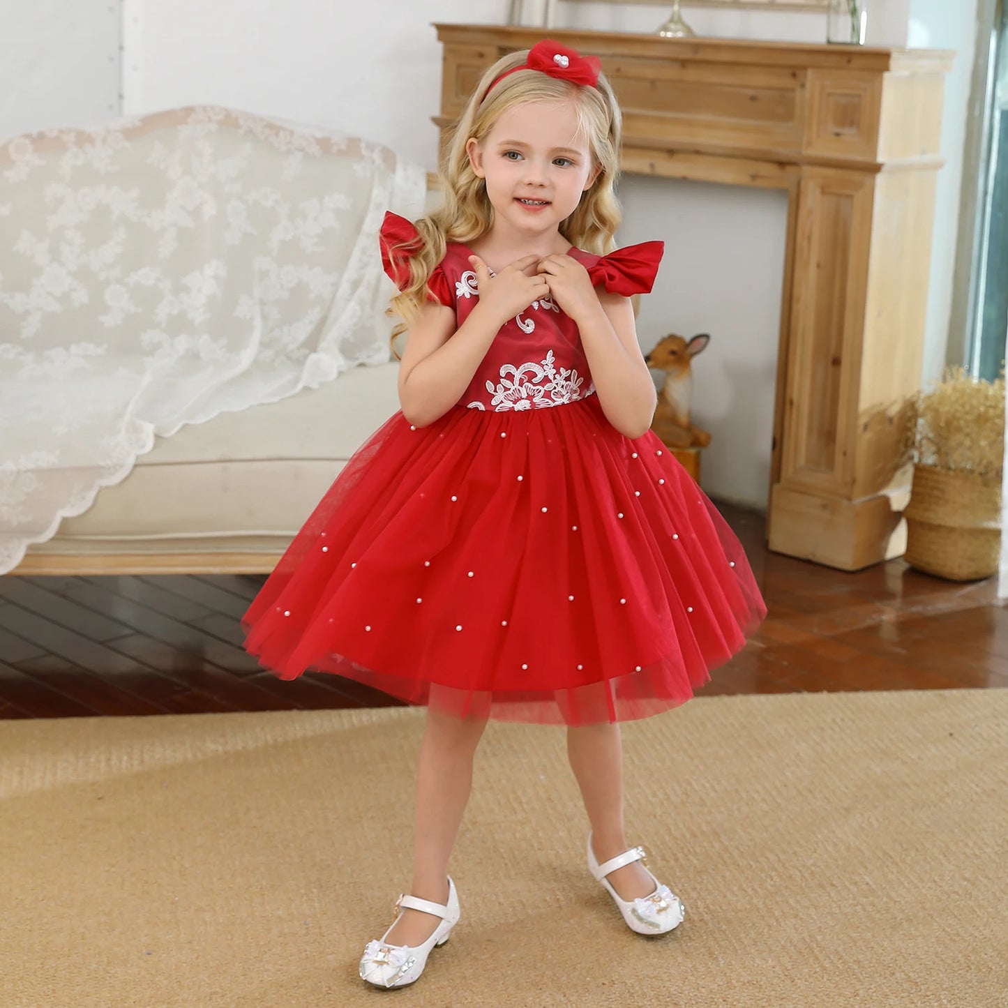 Toddler Girls Floral Embroidery Dress for Special Occasions