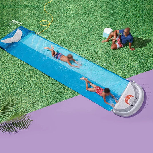 Outdoor Whale Water Slide for Two Kids with Spray Features