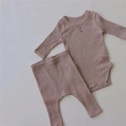 Cotton Long Sleeve Bodysuit and Leggings Set for Newborns