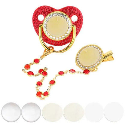 Sucette et attache-tétine en strass personnalisées - Conception sûre et sans BPA
