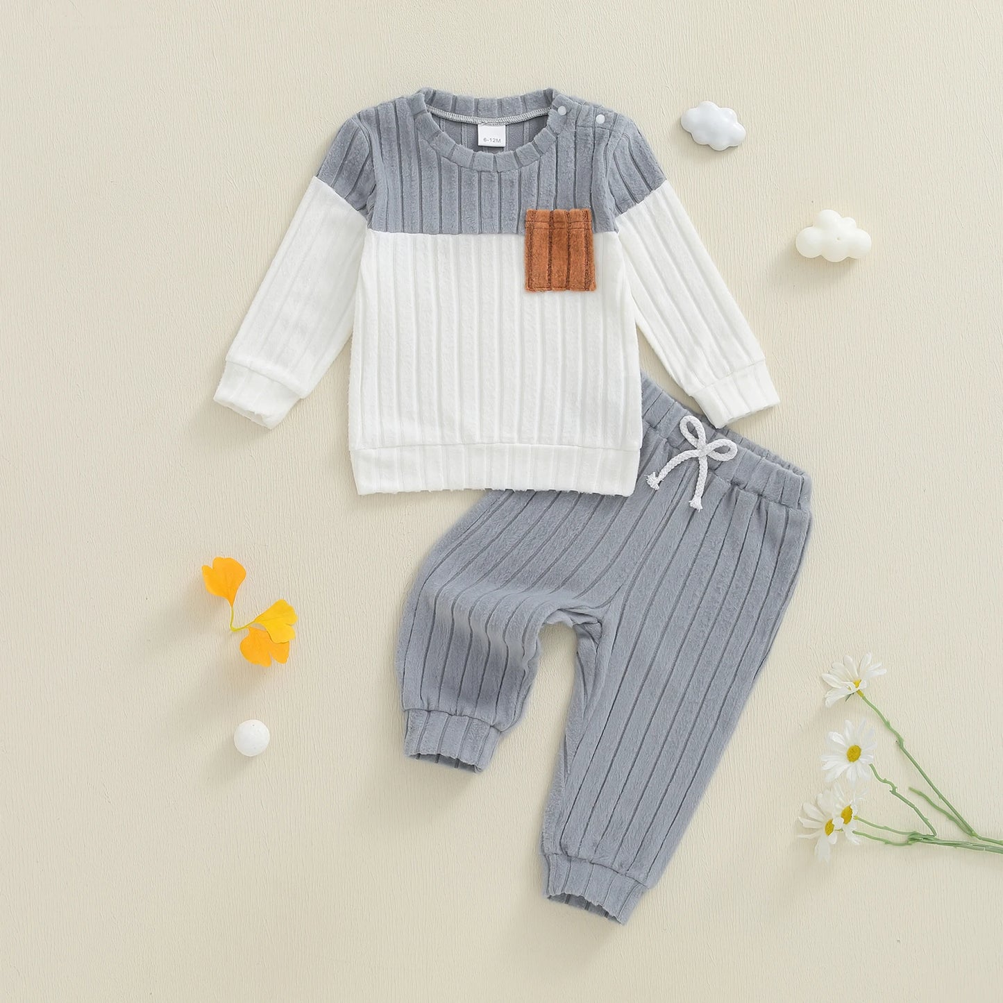 Toddler Boys Plush Pullover and Pants 2-Piece Winter Set