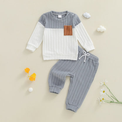 Toddler Boys Plush Pullover and Pants 2-Piece Winter Set