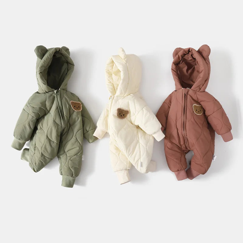 Warm Fur-Lined Winter Romper for Babies and Toddlers