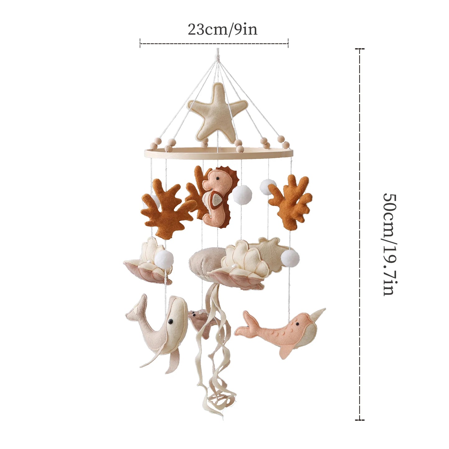 Wooden Baby Crib Mobile with Soft Felt Animal Toys
