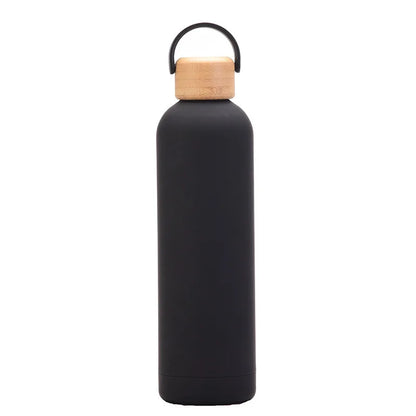 Sports Thermos Cup with Bamboo Lid - Durable Stainless Steel Vacuum Flask for Gym and Outdoor Activities (1L Capacity)