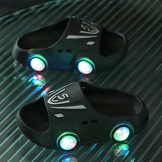 Car-Shaped Luminous Slippers for Kids - Cute Bathroom Shoes