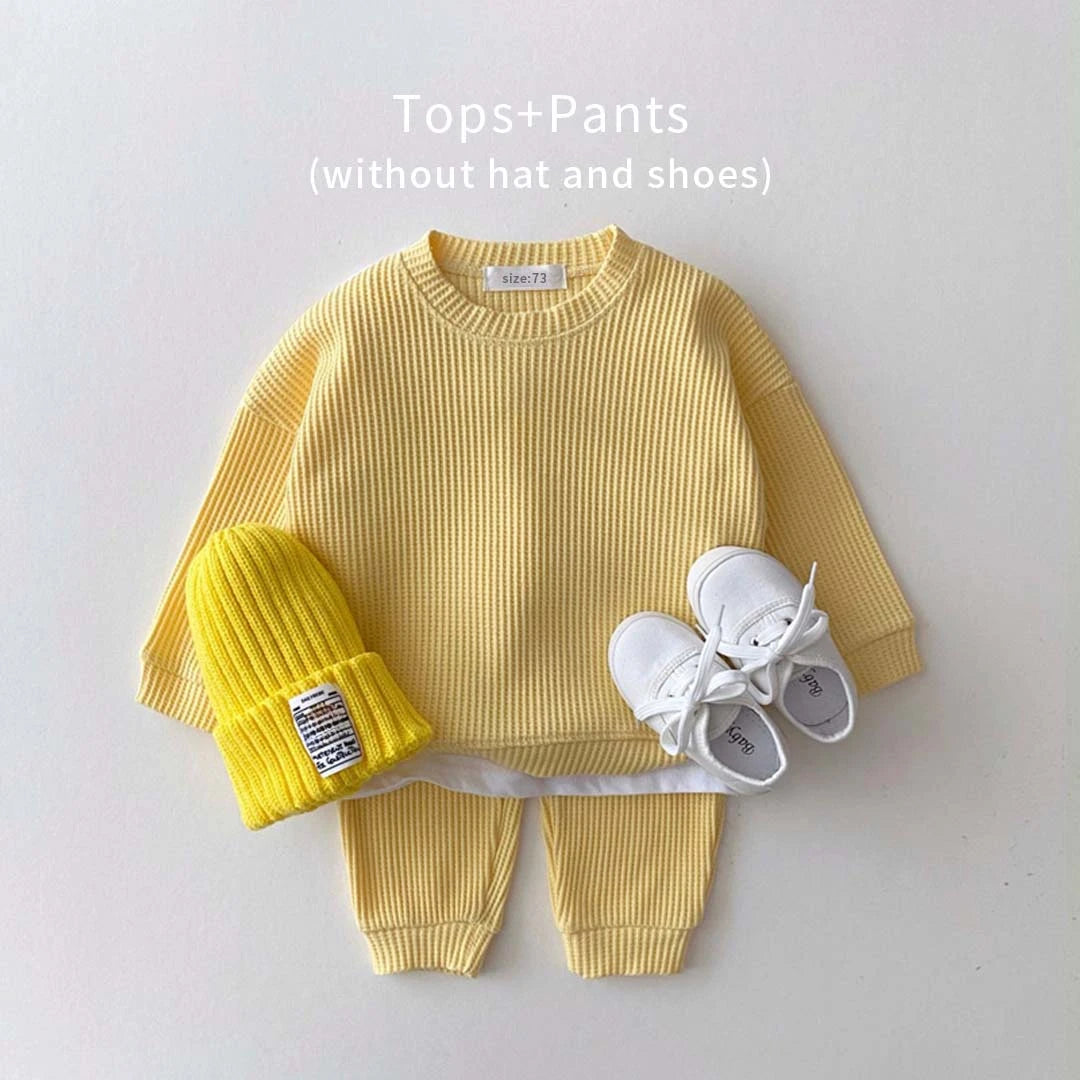 Toddler Boys' Waffle Cotton Sweatshirt and Pants Set