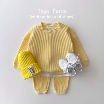 Toddler Boys' Waffle Cotton Sweatshirt and Pants Set